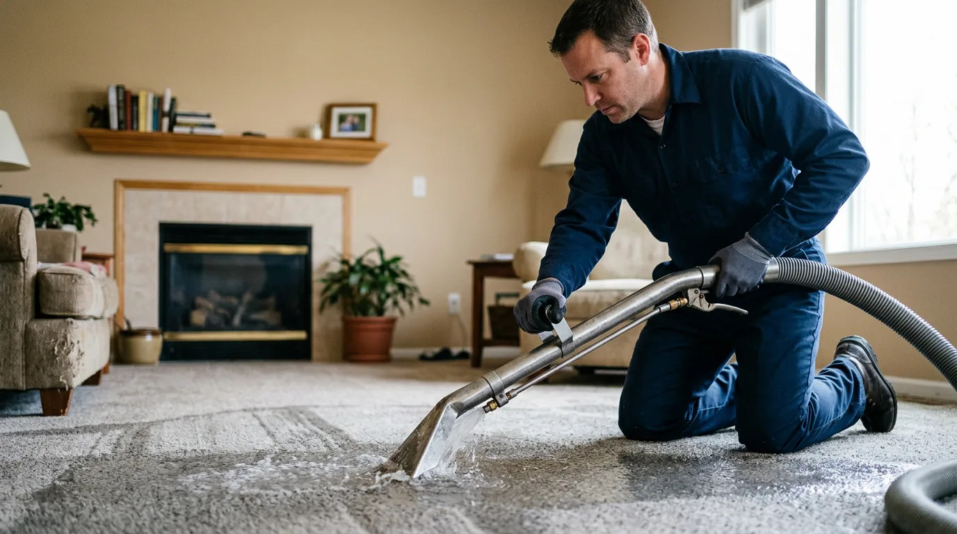 Water damage restoration technician working near Bock, MN